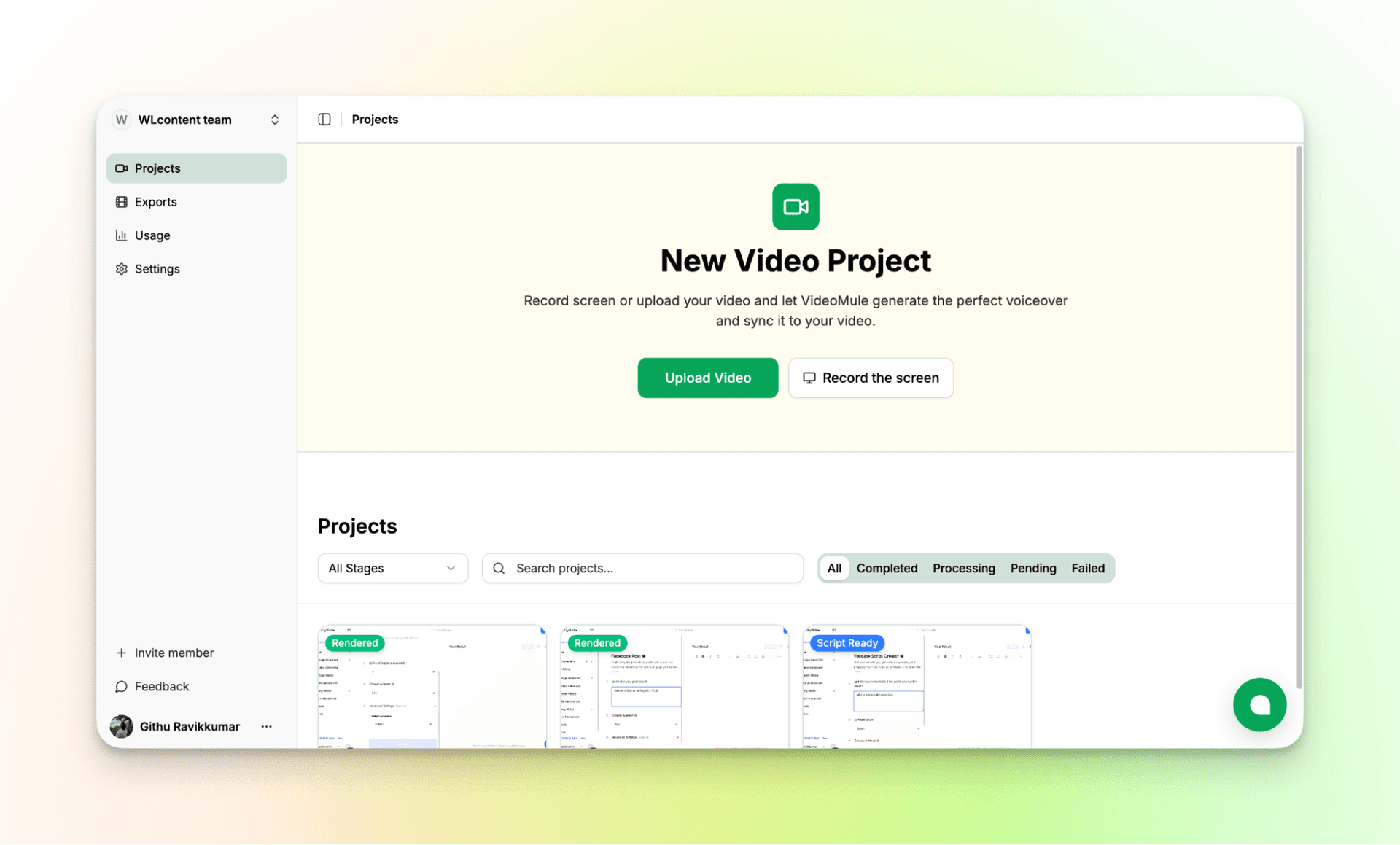 Launch VideoMule’s Dashboard