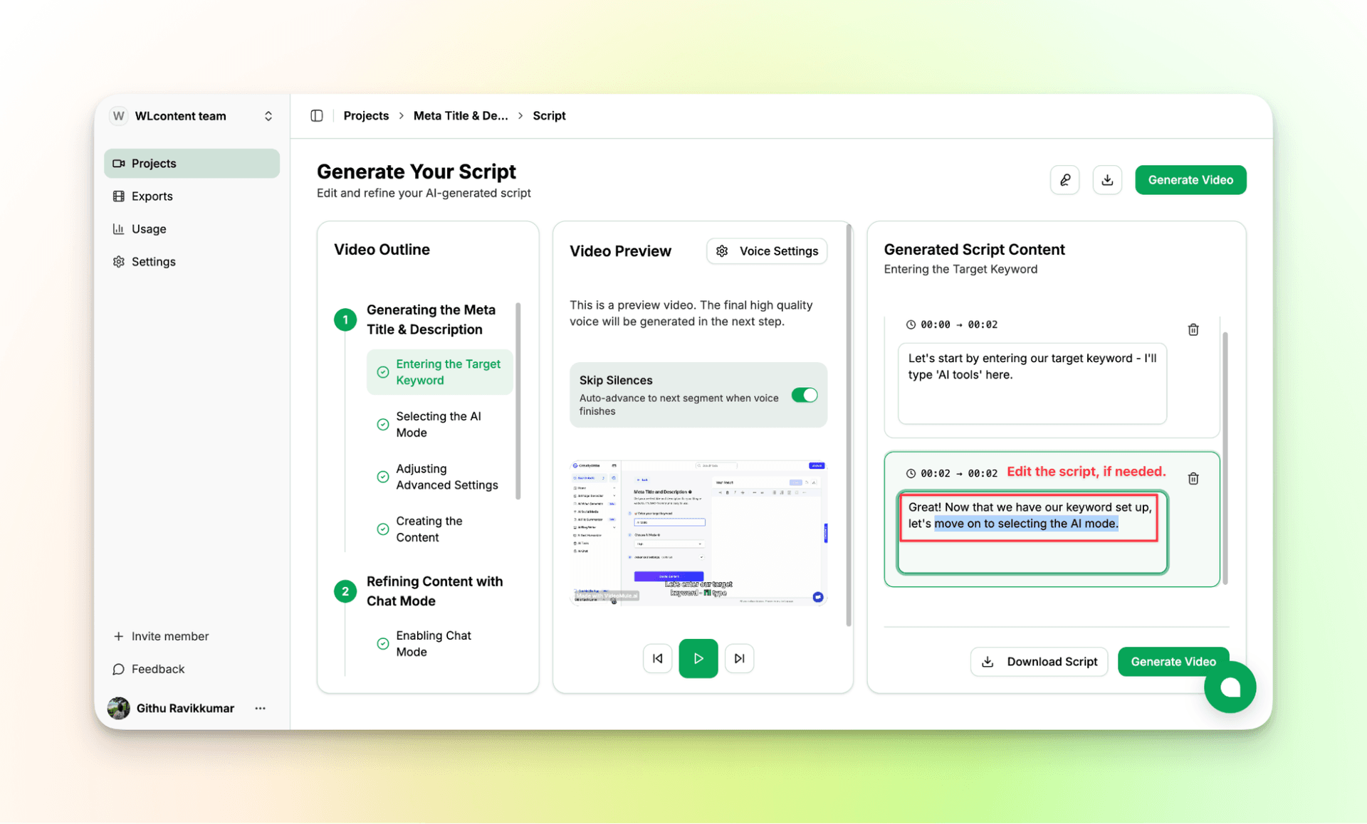 VideoMule Writes Tutorial Video Script