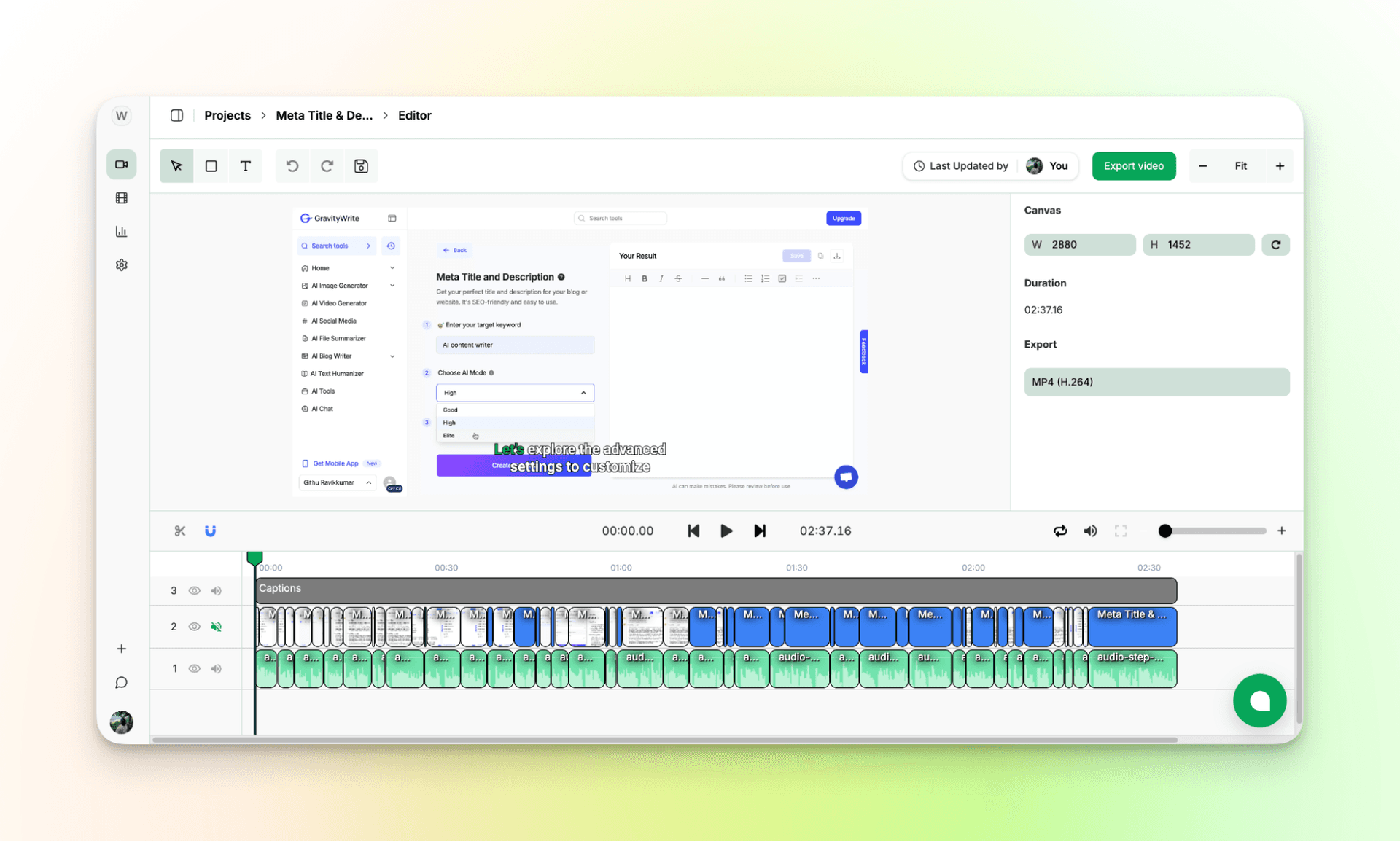 Edit the AI-generated video